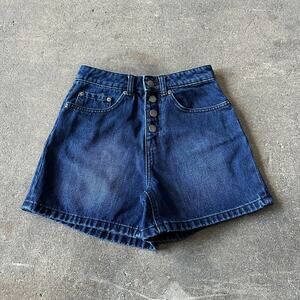 ROXY Denim Jean Shorts Size 26 Blue Dark Faded Button Fly Bermuda 4" Waist 25